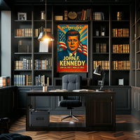John F. Kennedy 35th President of the United States Colorful Comic Book Style Poster