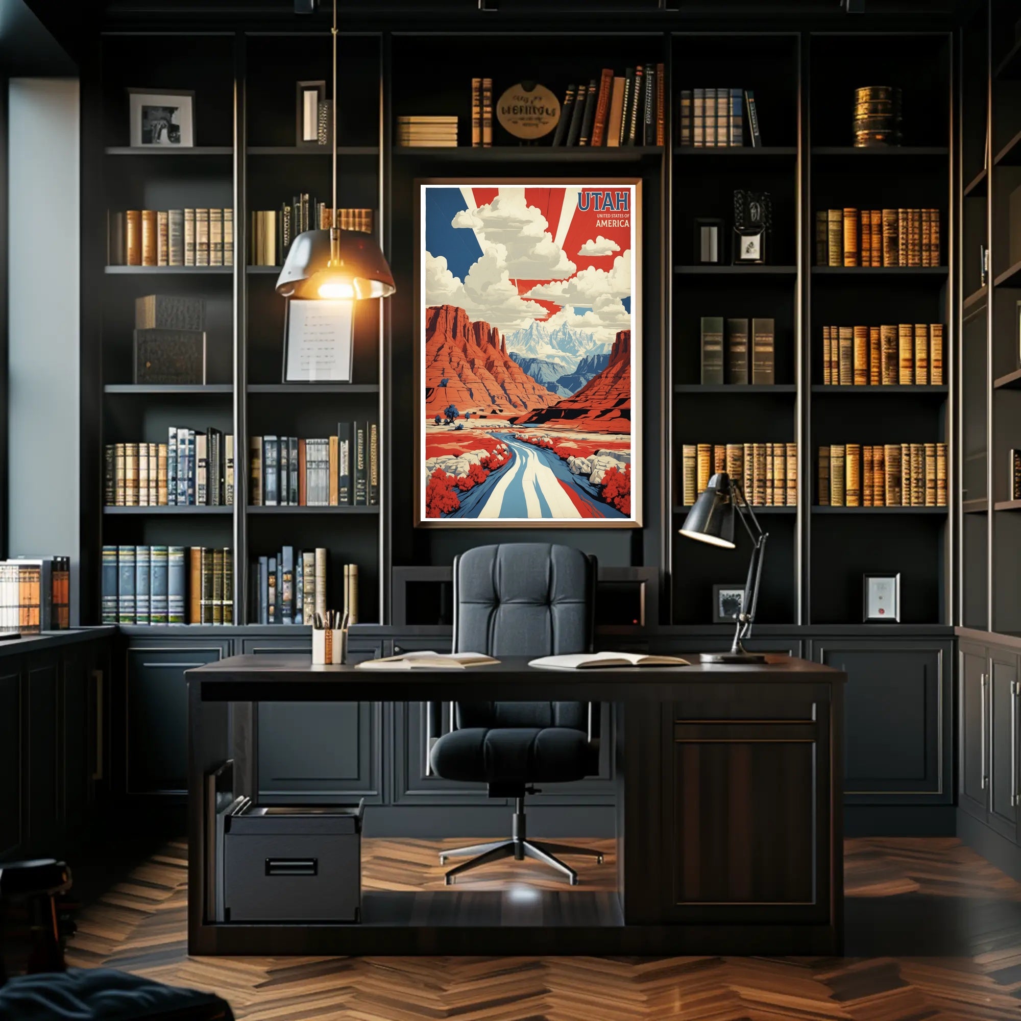 Utah Landscape Art with Patriotic Colors Travel Poster