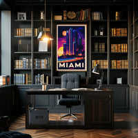 Miami Skyline at Sunset Poster