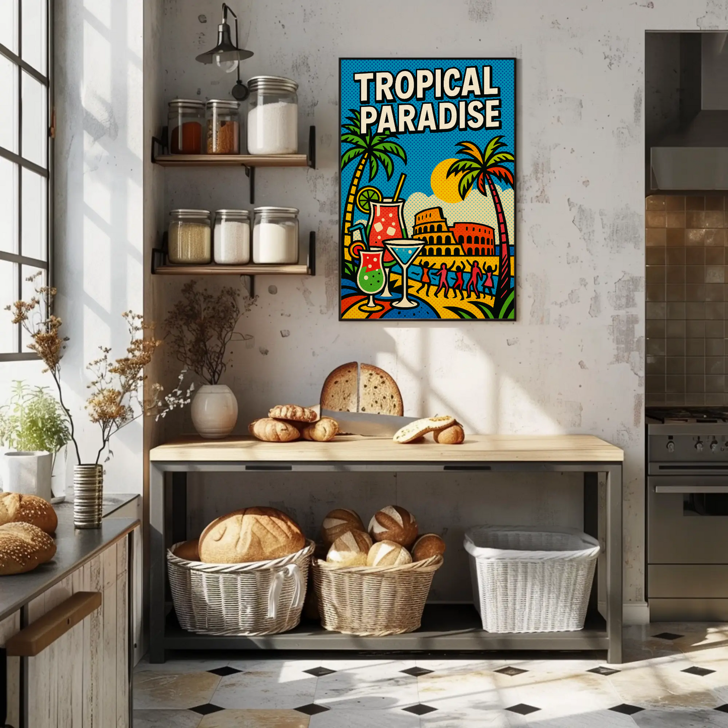 Tropical Paradise Pop Art Cocktail Beach Poster Poster