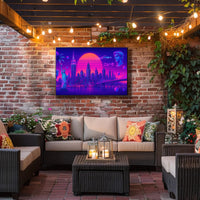 Neon Skyline Travel Poster Wall Art Print