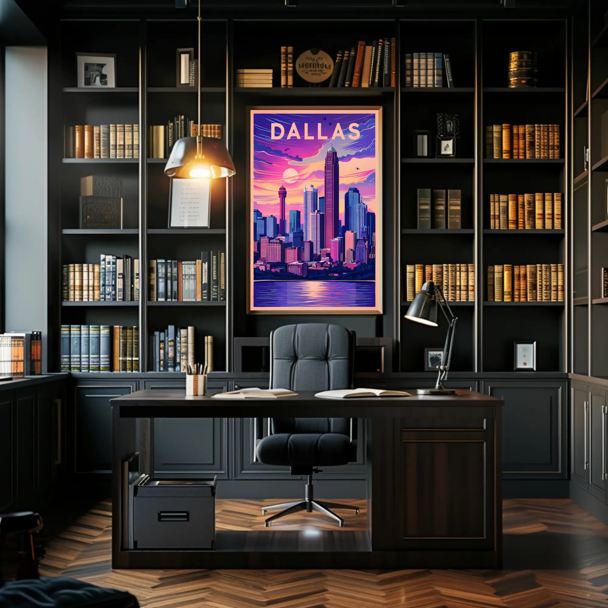 Dallas Skyline at Sunset Poster