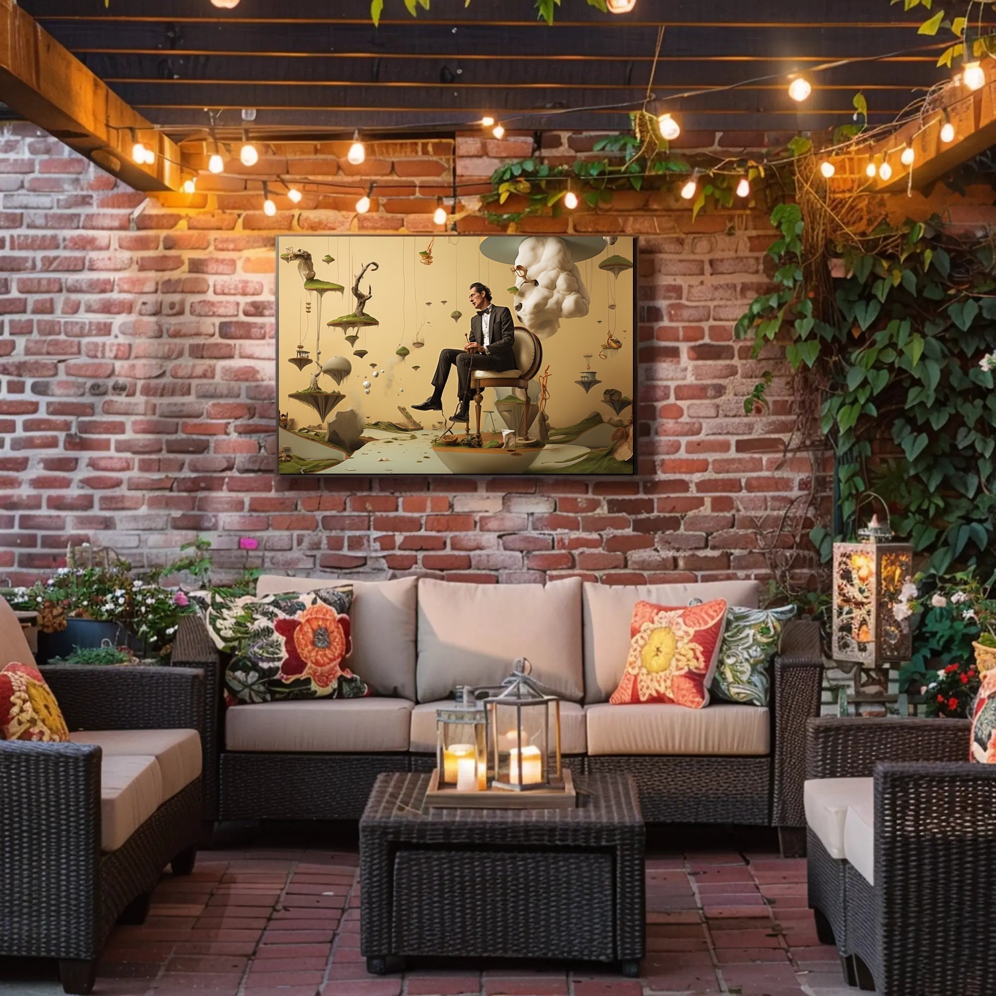 Surreal Floating Islands Tuxedo Man - Artistic Poster