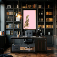 Leopard Against Pink Background Animal Poster PosterGoat