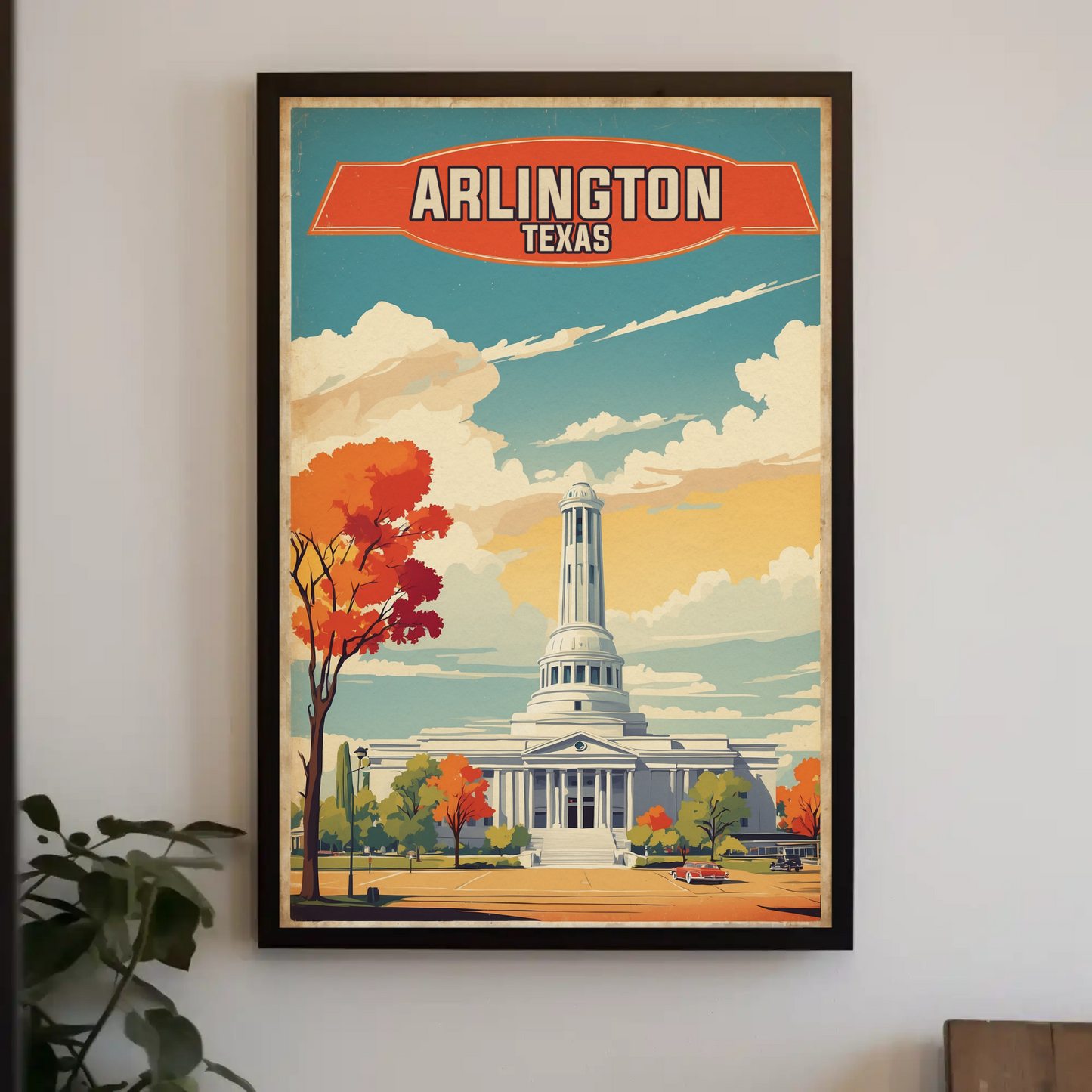 Arlington Texas Grand Capitol Vintage Travel Poster