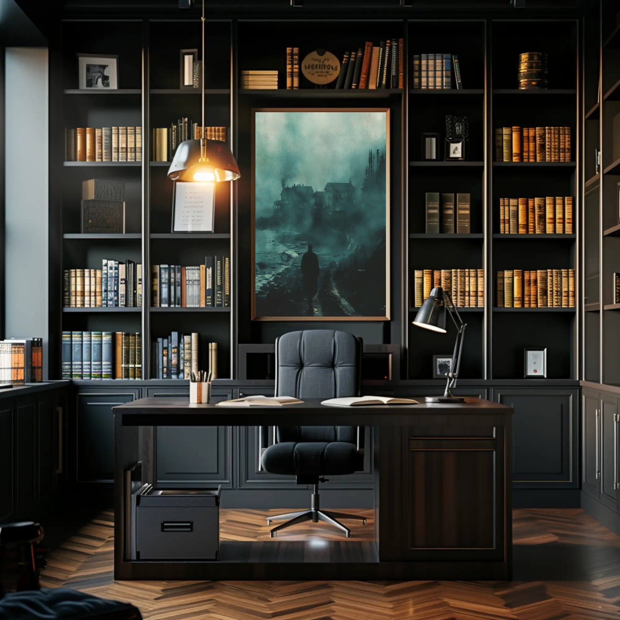 Moody Coastal Village Thriller Noir Movie Poster PosterGoat