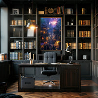 Medieval Fantasy Village Market at Twilight Fantasy Poster PosterGoat