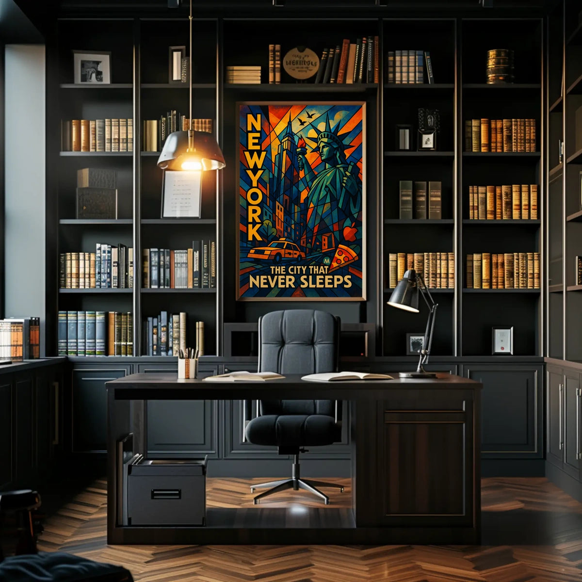 New York City Vibrant Urban Scene Poster Modern Wall Art