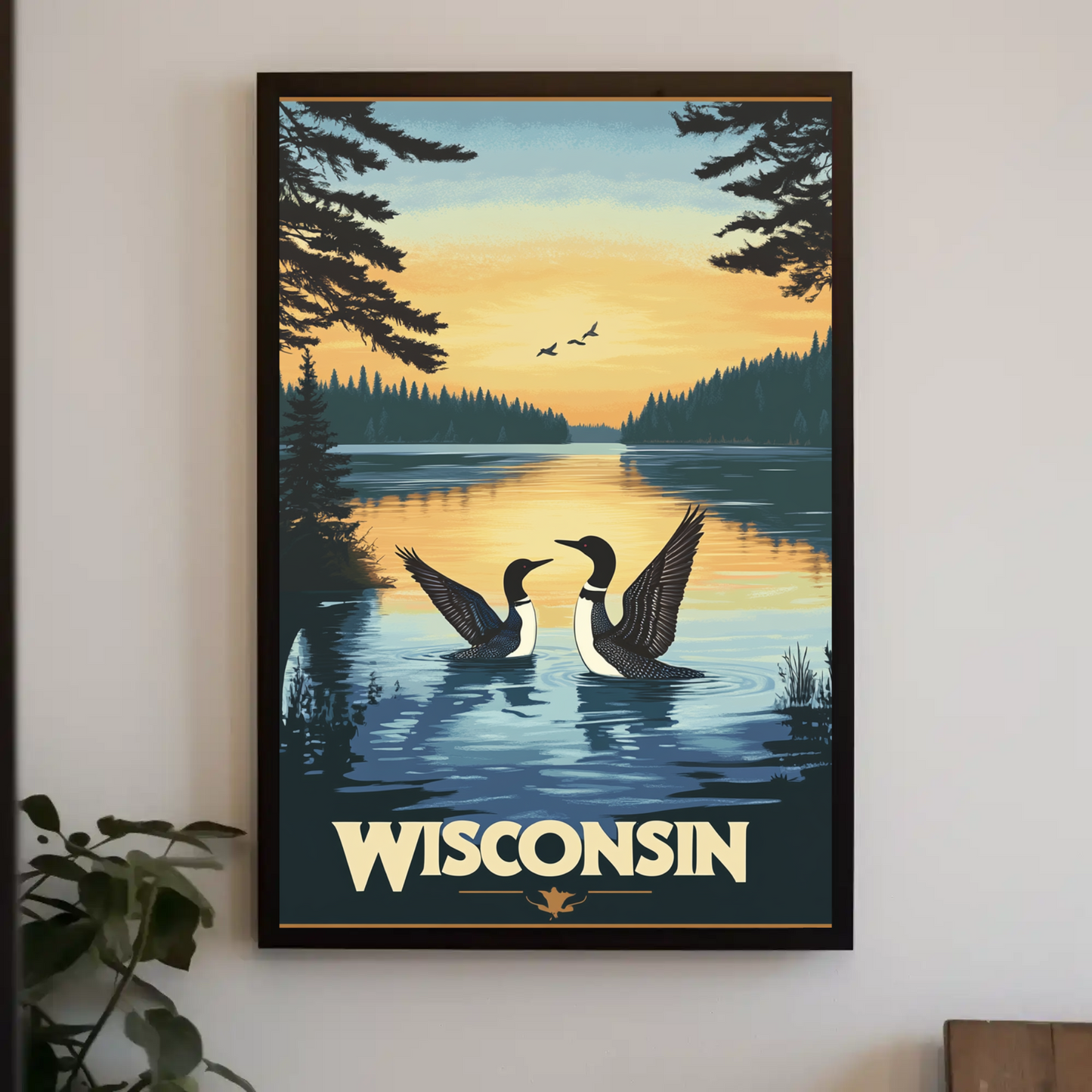Wisconsin Lake Vintage Poster