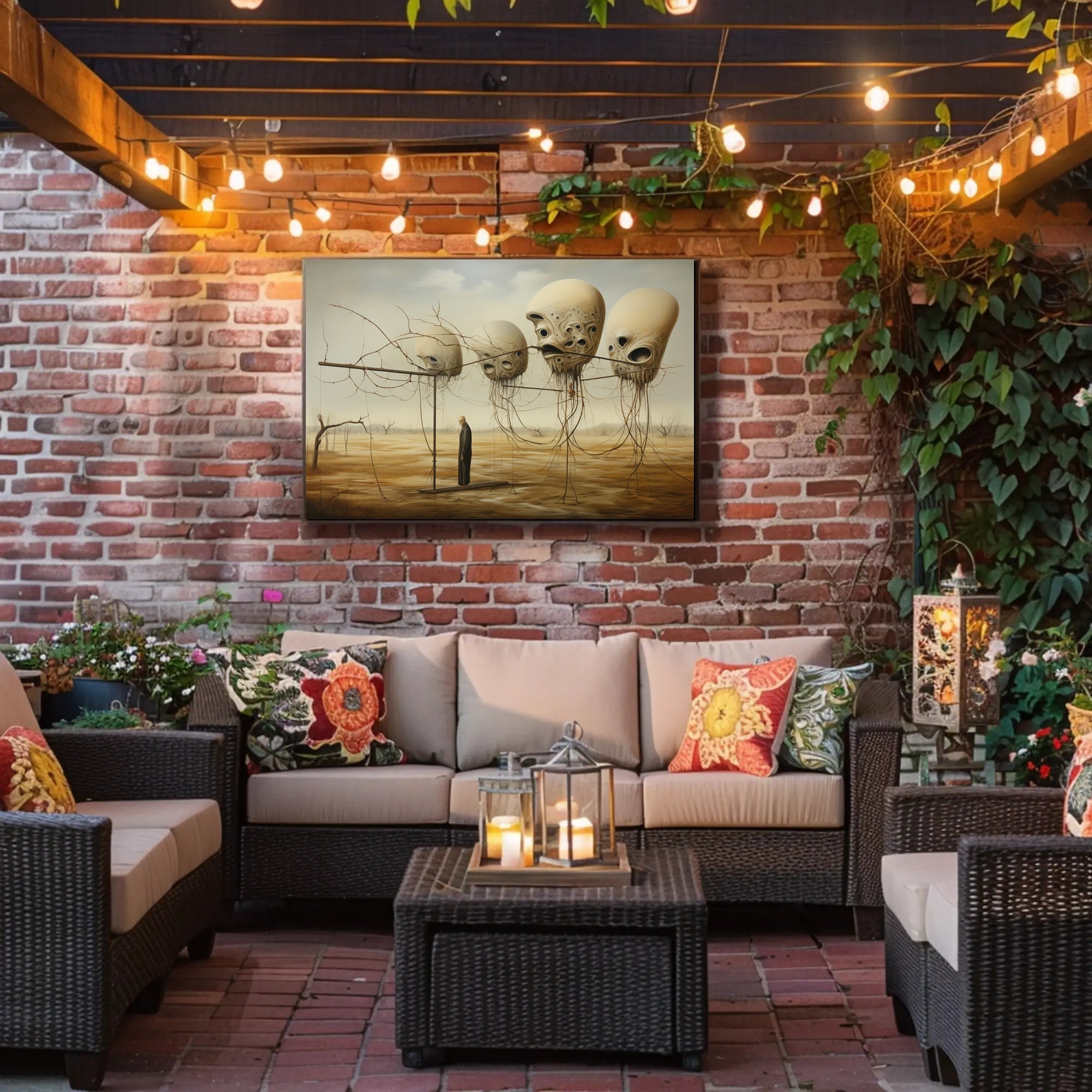 Surreal Landscape with Alien Forms Artistic Poster