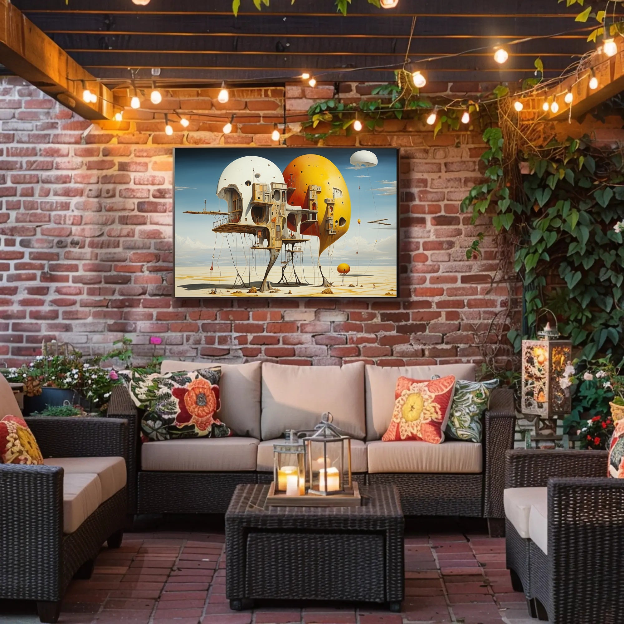 Surreal Floating Structures in Futuristic Sci-Fi Poster