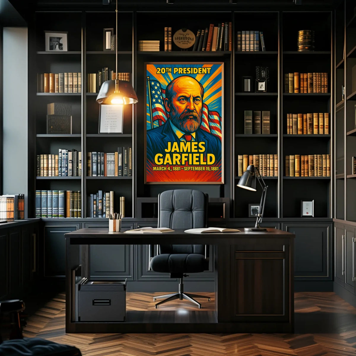 James A. Garfield 20th President of the United States Colorful Comic Book Style Poster