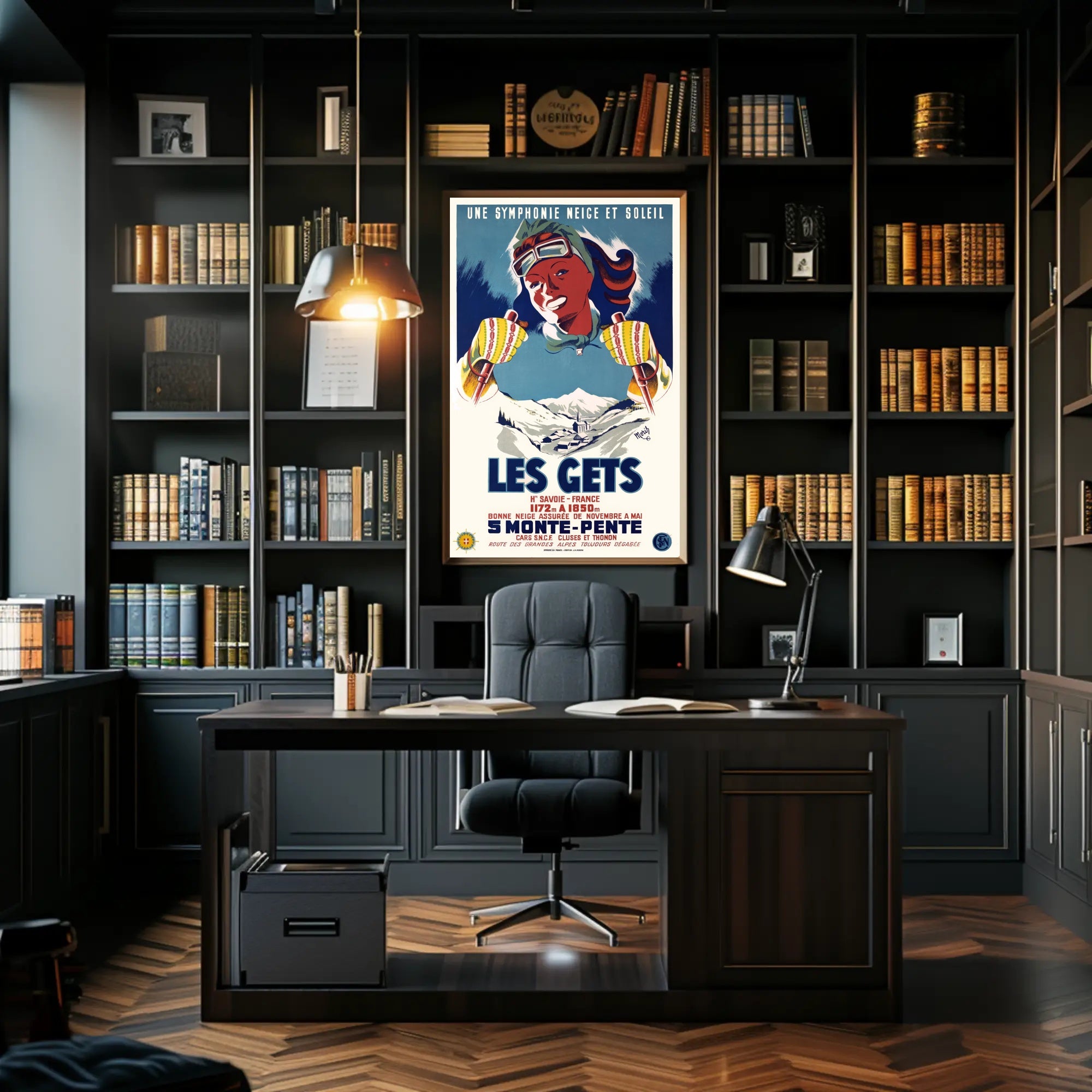 Les Gets Retro Skiing Travel Poster PosterGoat