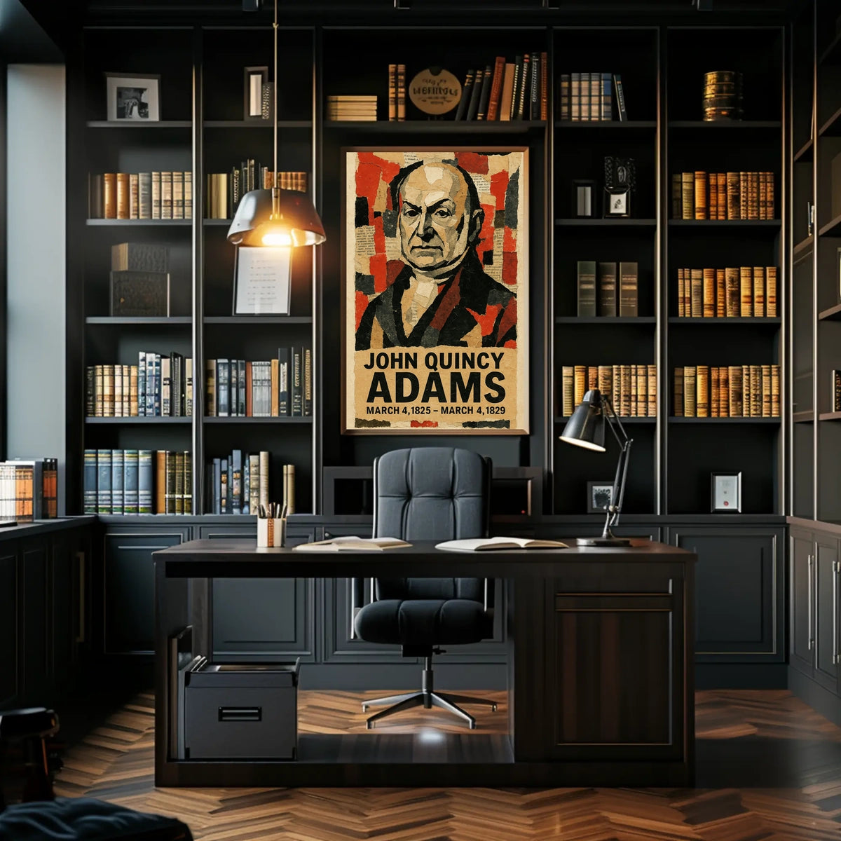 John Quincy Adams 6th President of the United States Layered paper Collage Poster