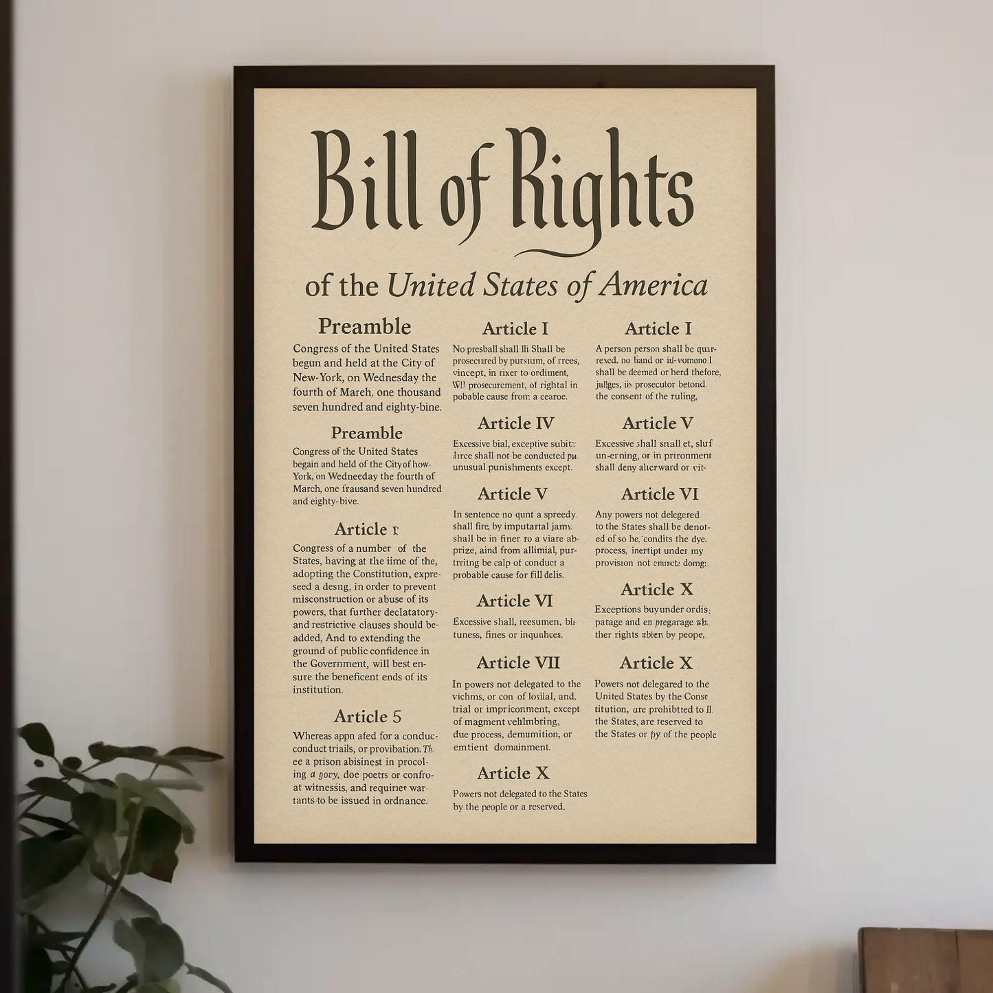 Bill Of Rights United States Poster