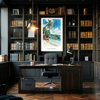 Tropical Beach Serenity: Vibrant Watercolor Travel Poster PosterGoat