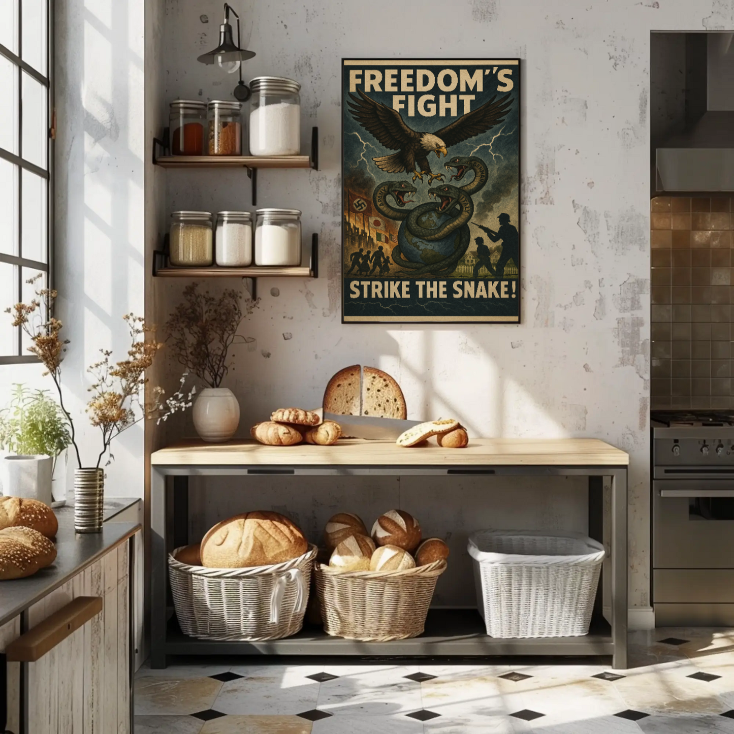 Freedom's Fight WWII Propaganda Poster
