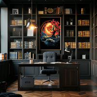 Mystical Red Tree Fantasy Landscape Art Poster