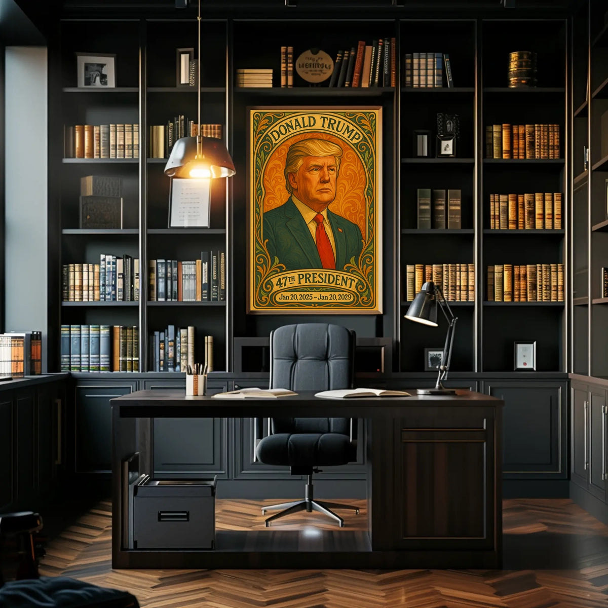 Trump Statesmanship Portrait Art Deco Patriotic Poster