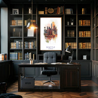 Seattle Skyline Art Poster PosterGoat