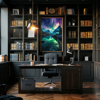 Aurora Borealis Mountain Serenity Artistic Poster
