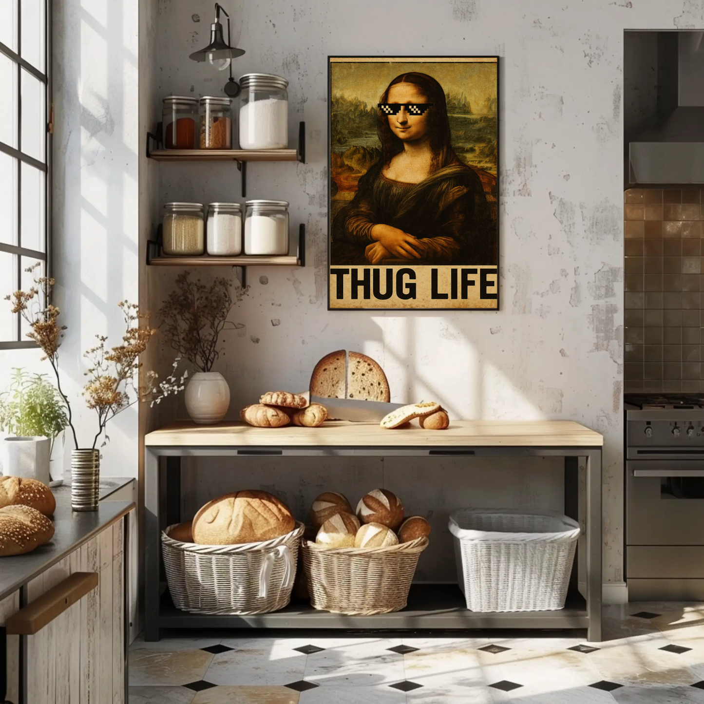 Mona Lisa Thug Life Meme Art Poster Poster