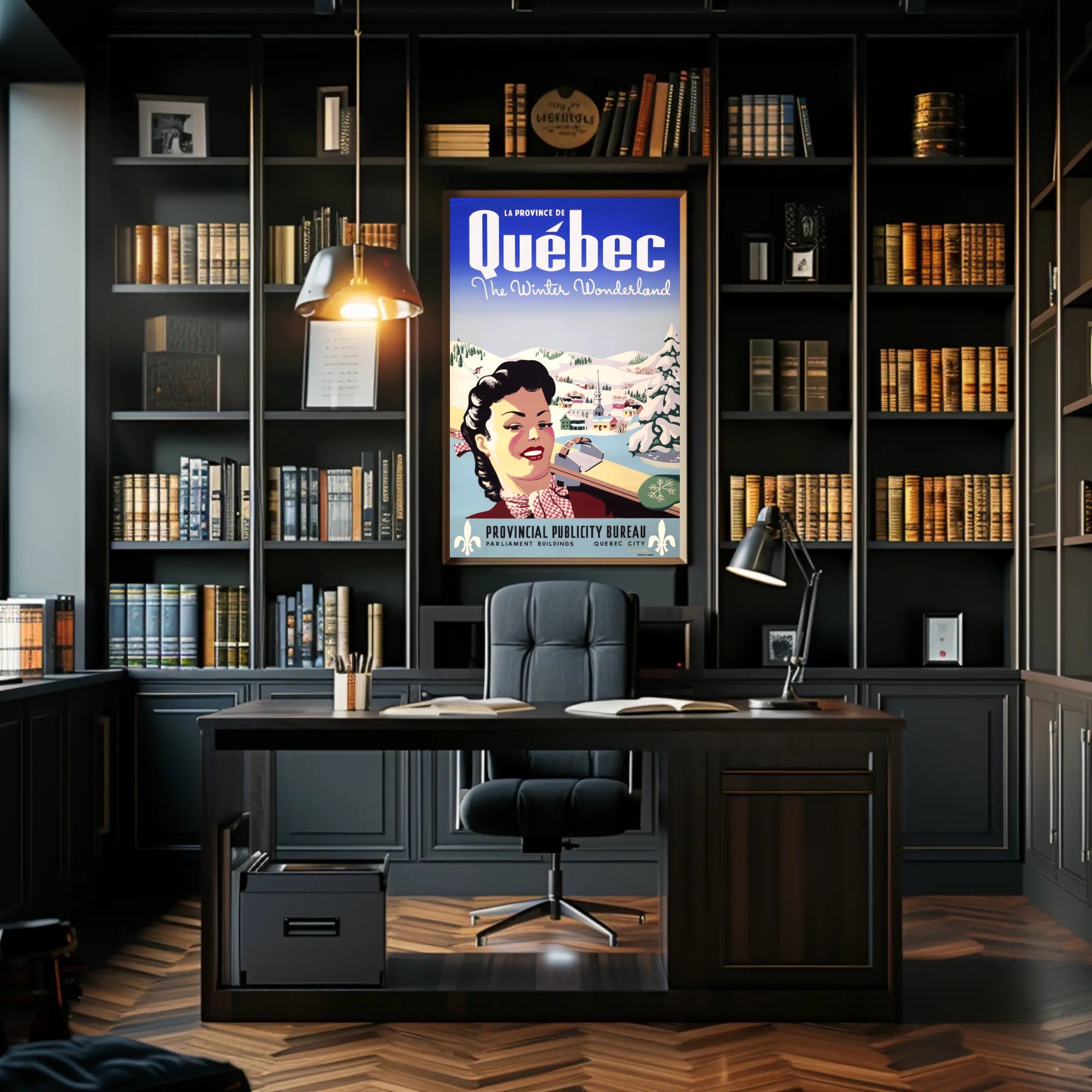 Vintage Québec Winter Wonderland Travel Poster PosterGoat