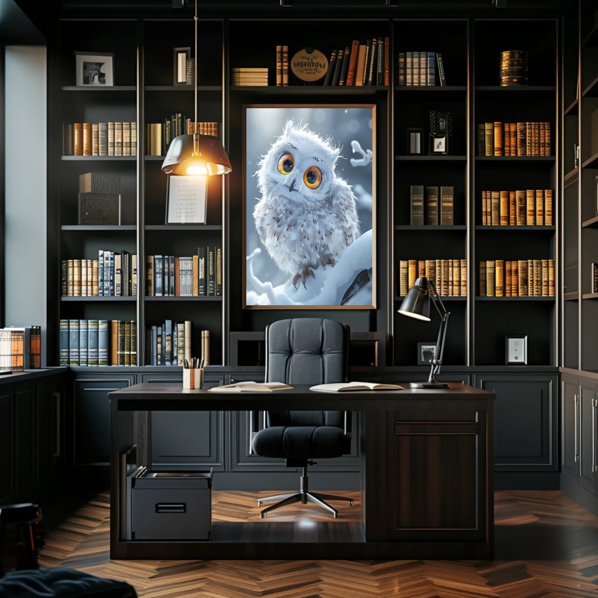 Enchanting Winter Owl Photorealistic Art Poster PosterGoat