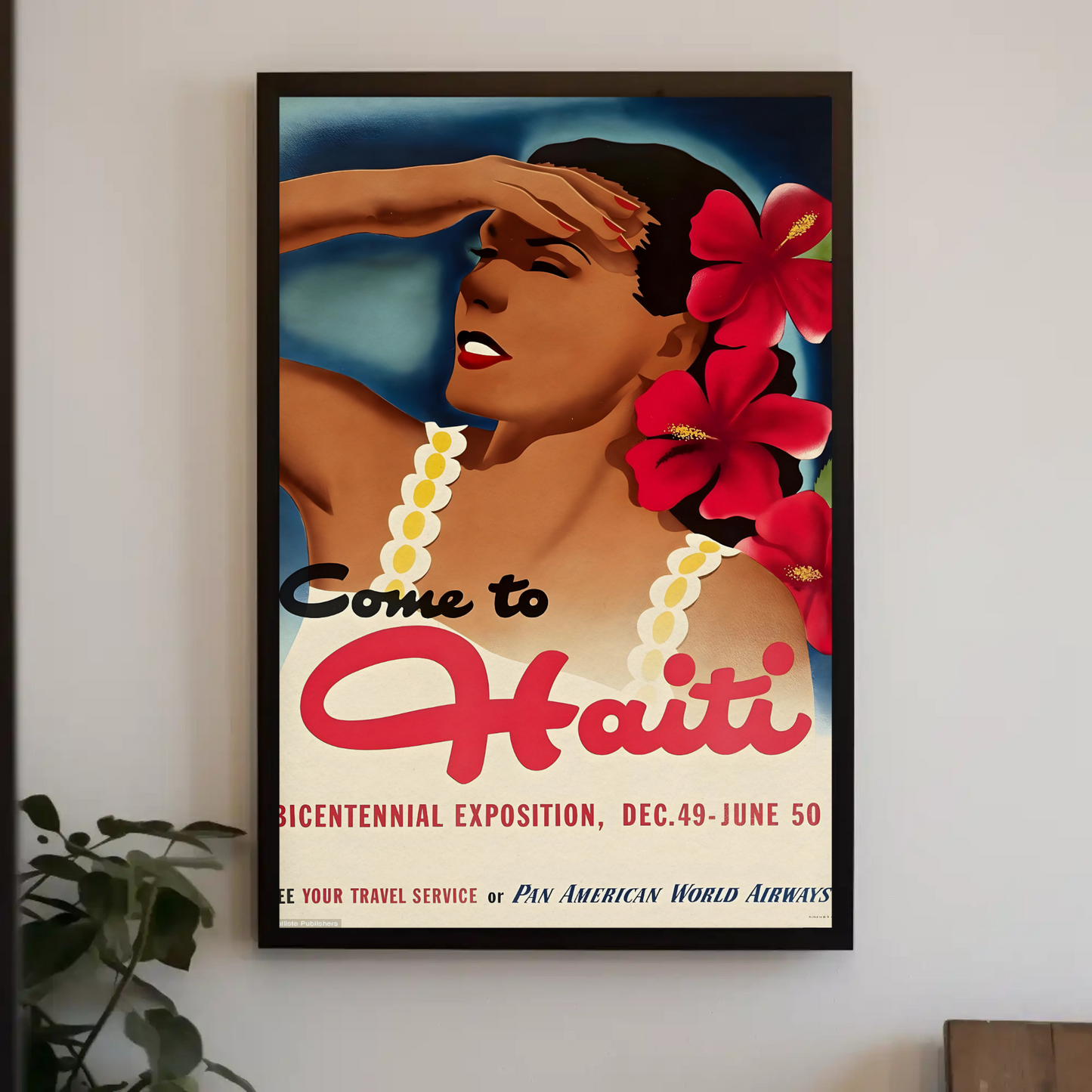 Haiti Vintage Poster Woman Flowers