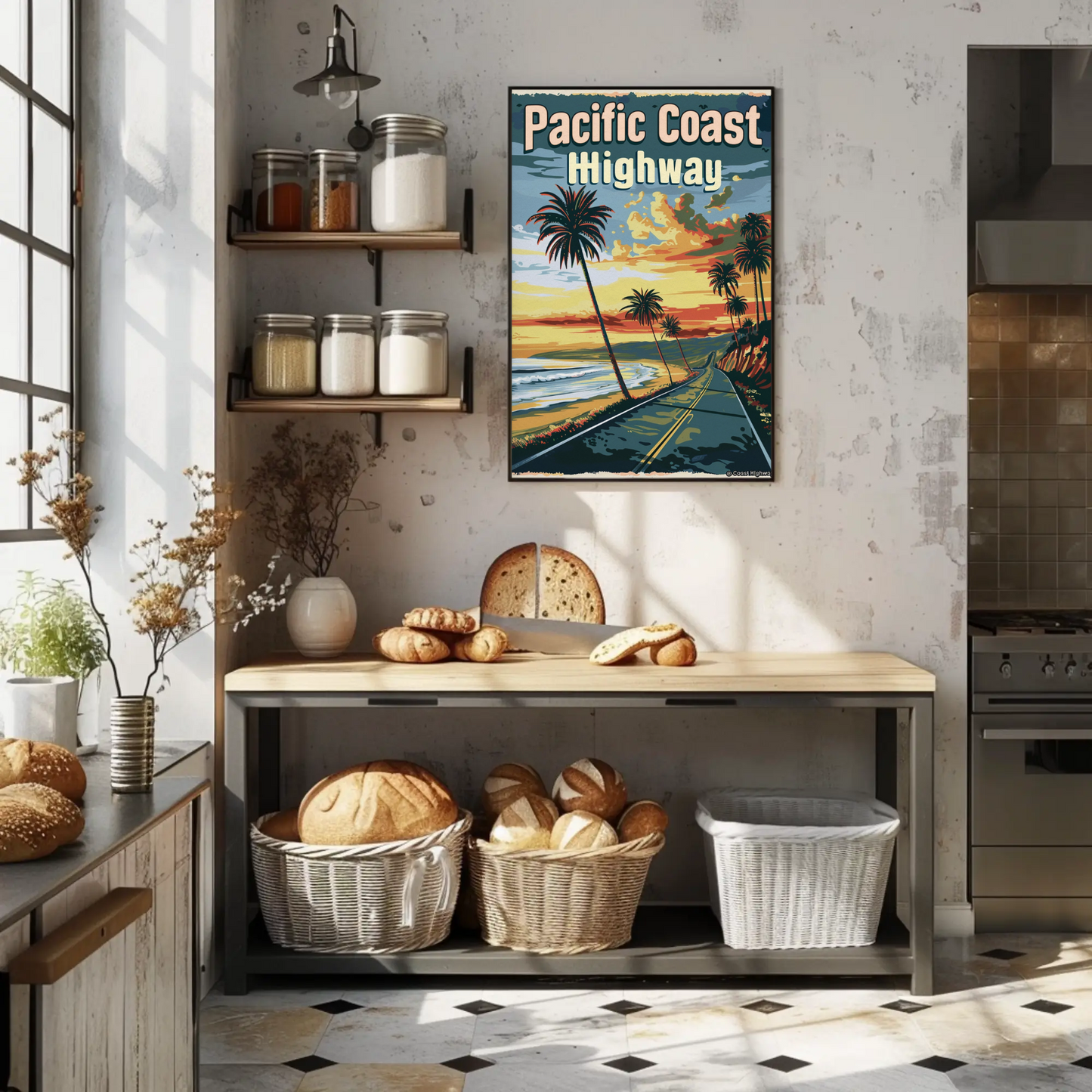 Pacific Coast Highway Sunset Scenic Ocean Drive Travel Poster