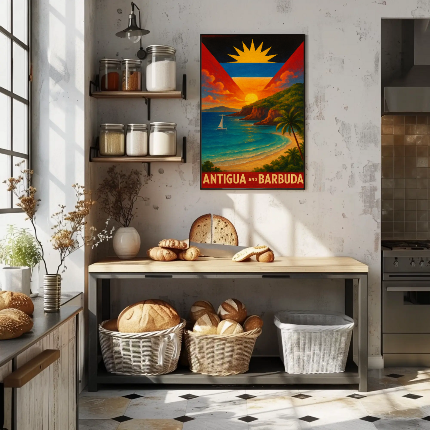 Tropical Paradise Antigua and Barbuda Travel Poster