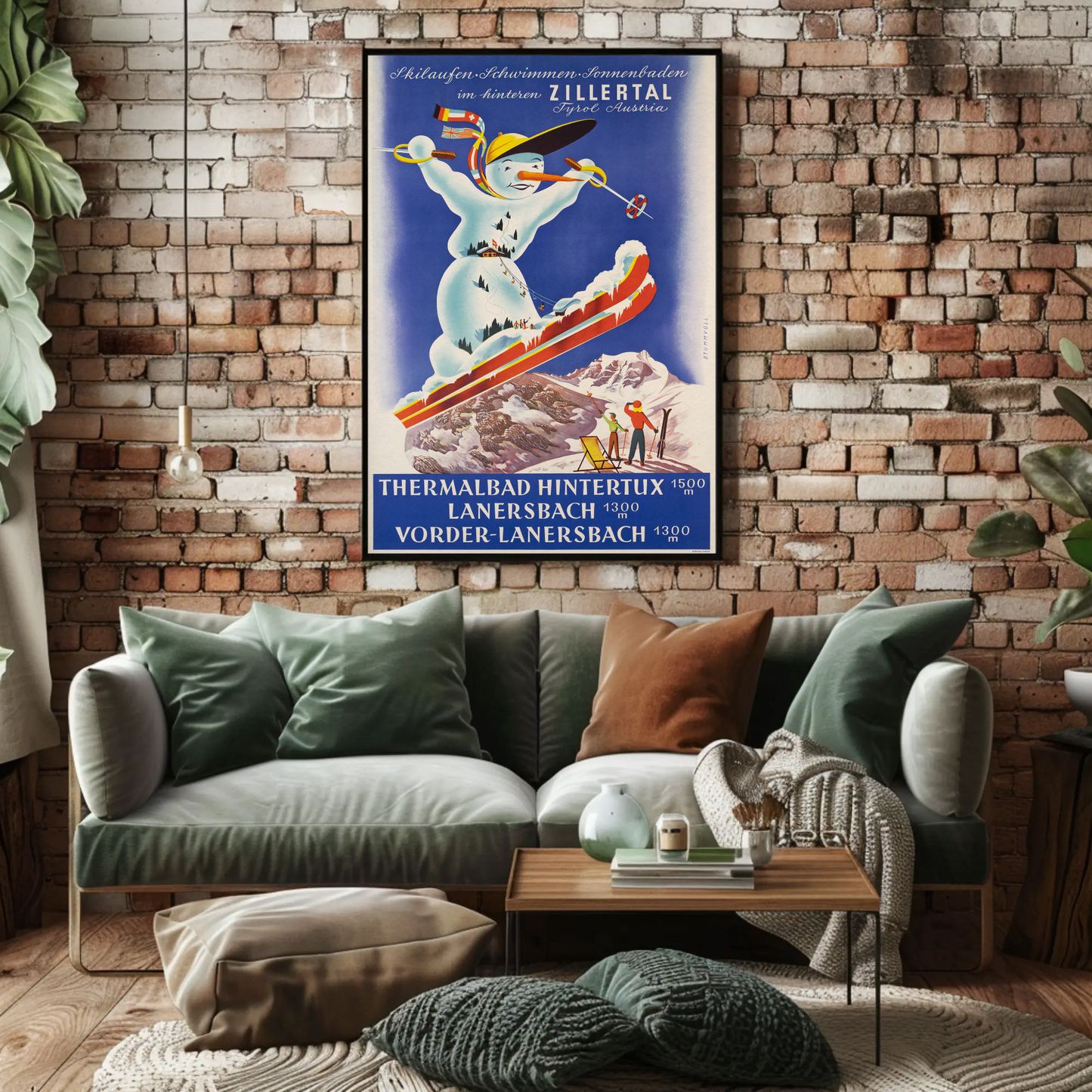 Austria Zillertal Thermalbad Hintertux Lanersbach 1955 Poster