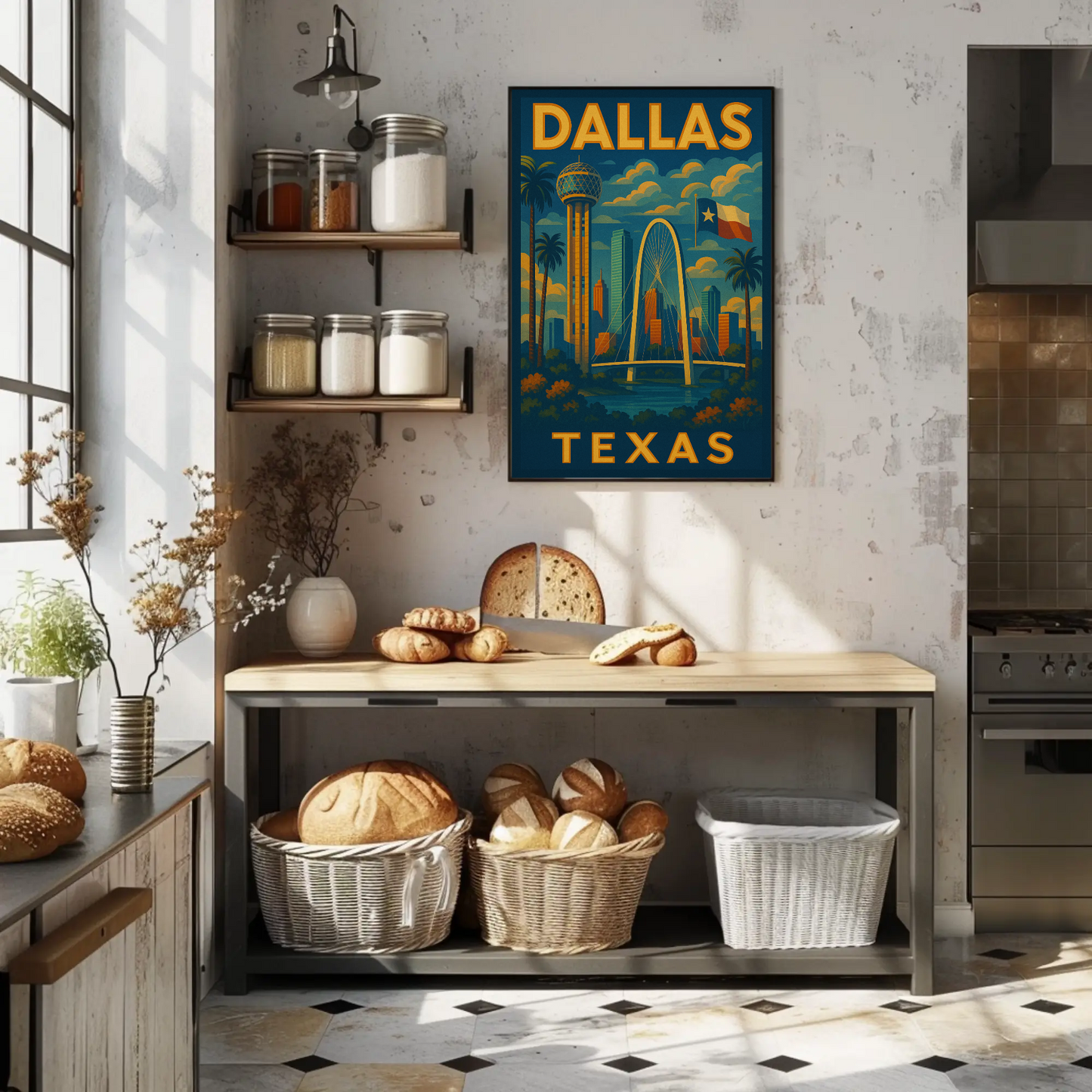Dallas Texas Skyline Bridge Travel Poster