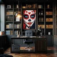 Day of the Dead Face Face Makeup Red Hearts Poster