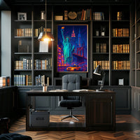 New York City Poster Modern Neon Nightlife Wall Art