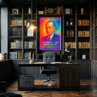 Lyndon B. Johnson 36th President of the United States Neon Gradient Overlay Poster