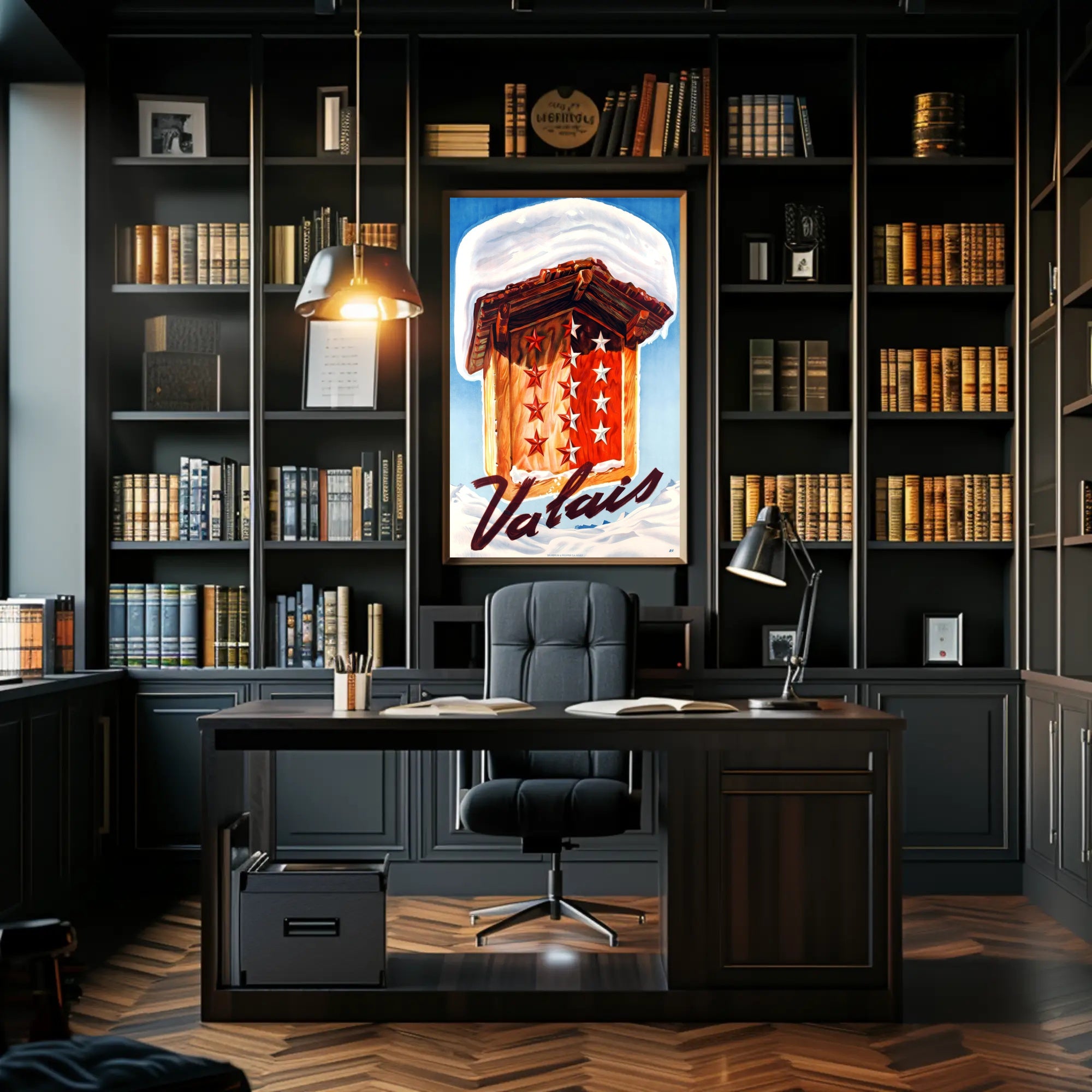 Valais Winter Chalet Art Print Cultural or Heritage Poster PosterGoat