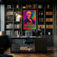 James Madison 4th President of the United States Neon Gradient Overlay Poster