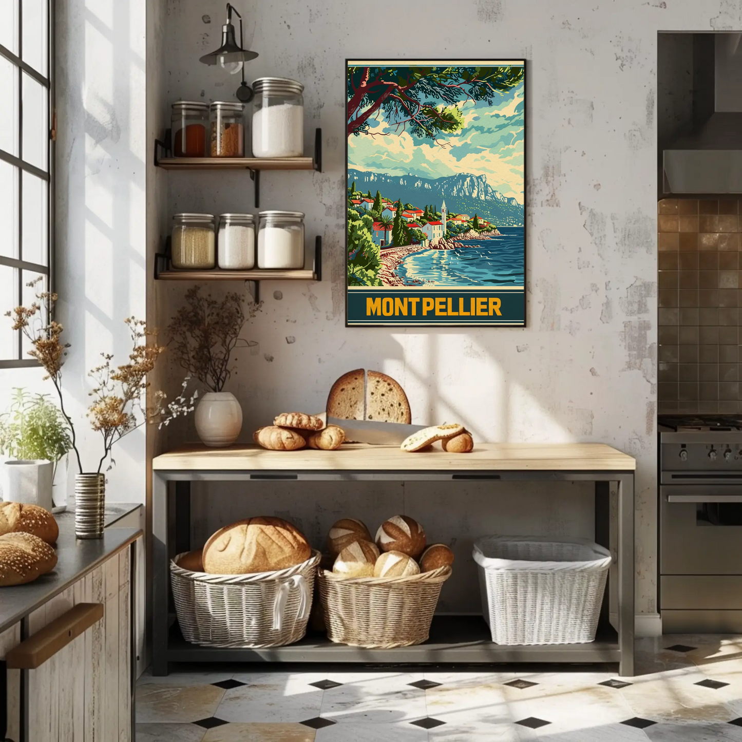 Montpellier Seaside Village Cliffs Trees Travel Poster