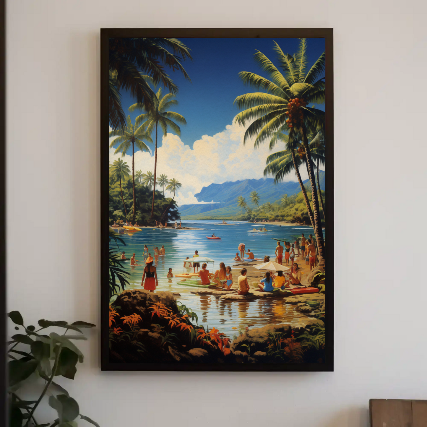 Tropical Lagoon Beach Paradise Vintage Travel Poster