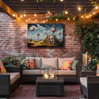 Surreal Dreamscape with Floating Clocks Fantasy Poster