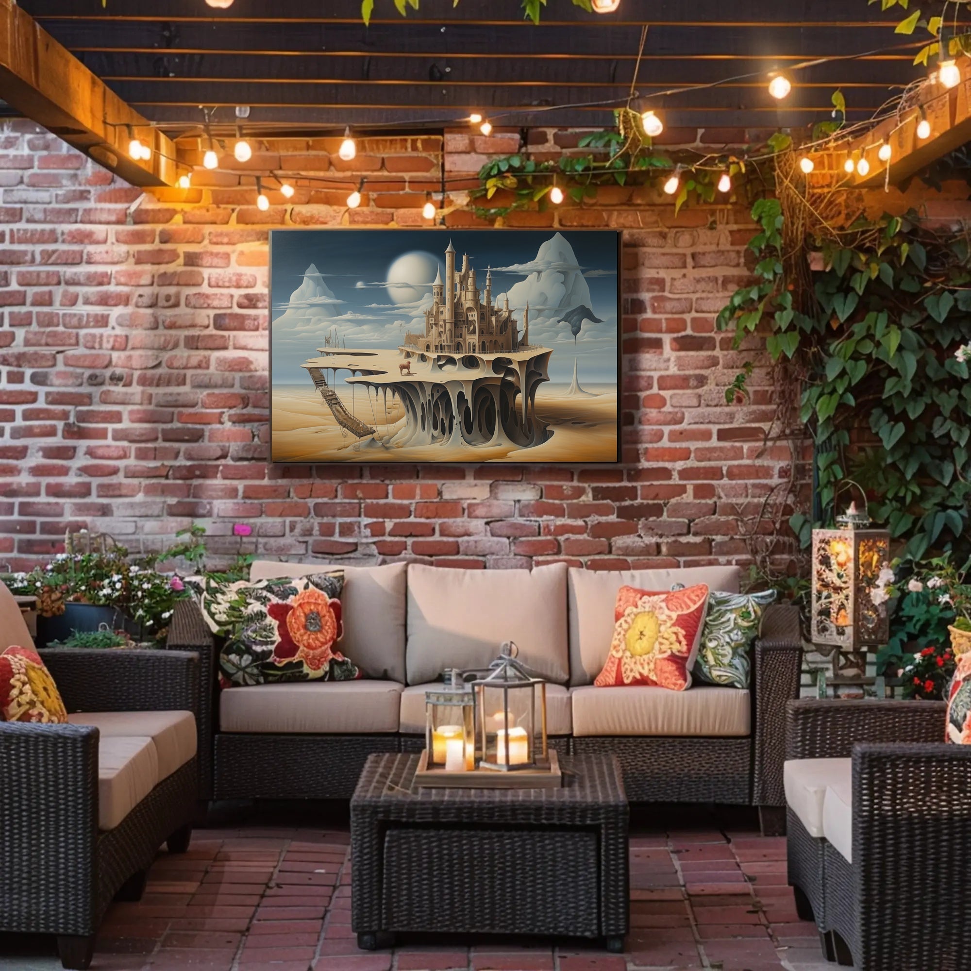 Surreal Castle on Floating Island Fantasy Poster