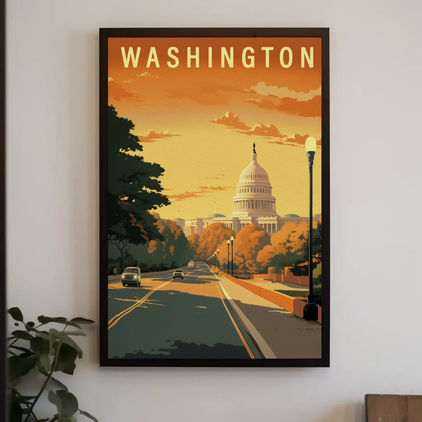 Washington DC Capitol Reflection Vintage Travel Poster
