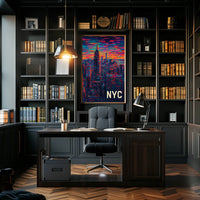 New York City Skyline Artwork Poster Modern Wall Art