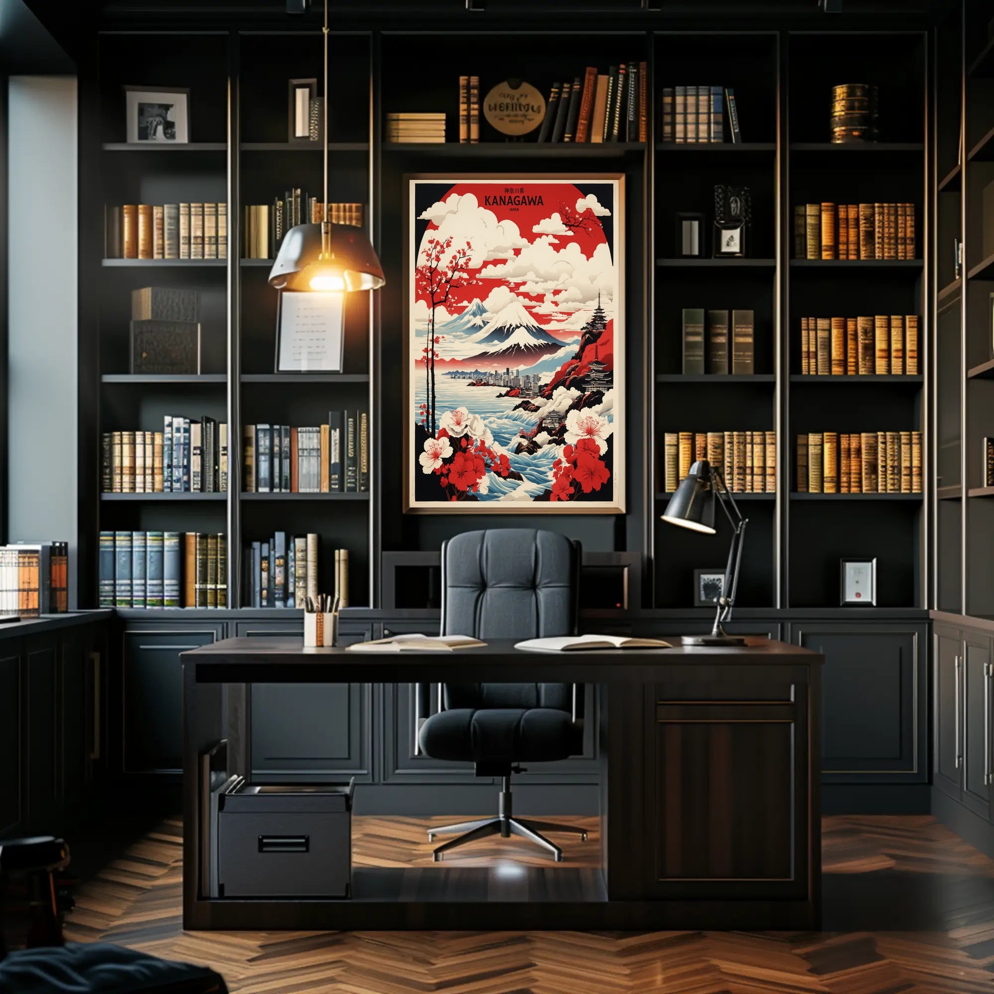 Scenic Kanagawa Japan Vintage Travel Poster