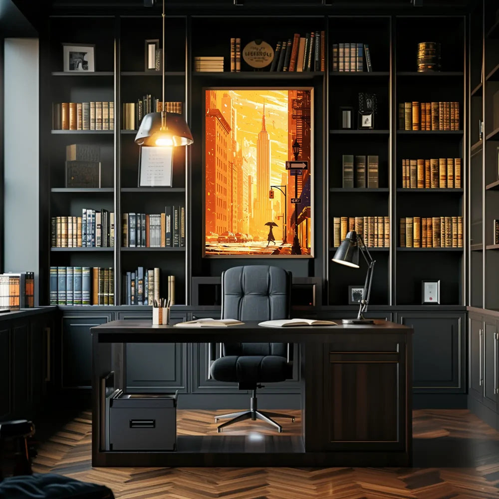 New York City Skyscraper Sunset Poster Modern Wall Art