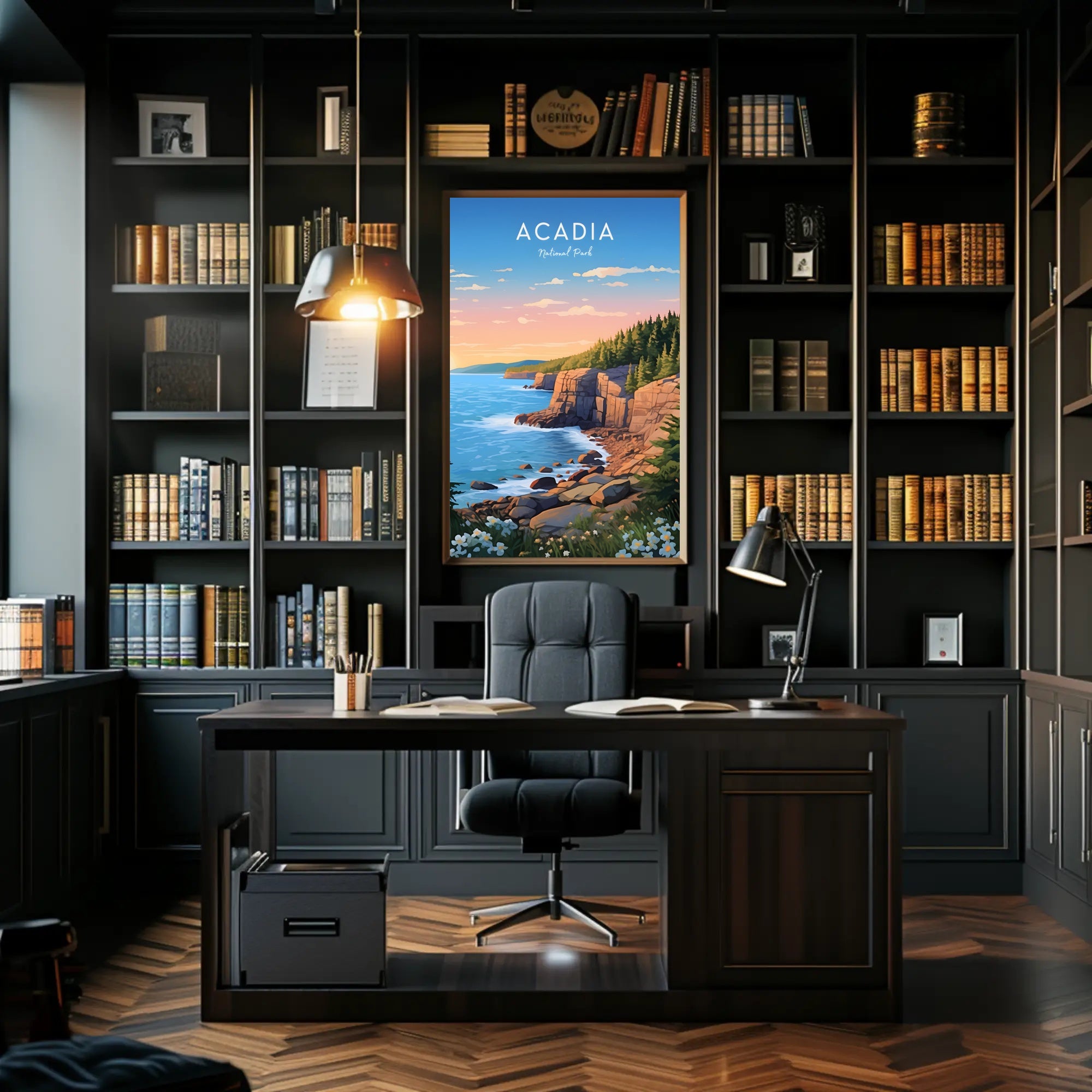 Scenic Coastal Sunrise Acadia National Park Poster