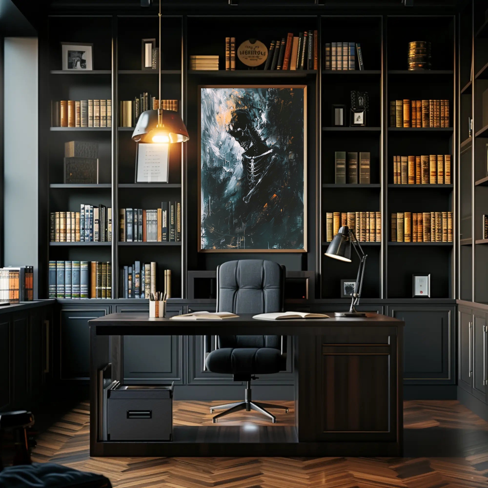 Ethereal Skeleton Abstract Art Poster: Dynamic Design PosterGoat