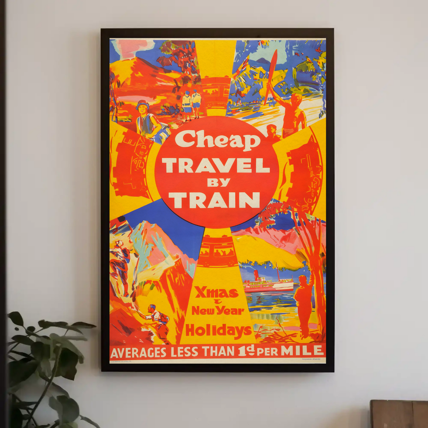 Vintage Poster Cheap Travel By Train
