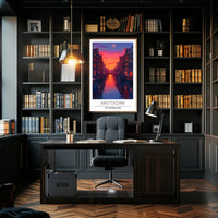 Amsterdam Canal at Sunset Vibrant Travel Poster
